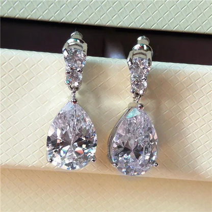 Exquisite Waterdrop Amethyst Drop Earrings for Women Engagement Wedding Jewelry Lover Birthday Gift