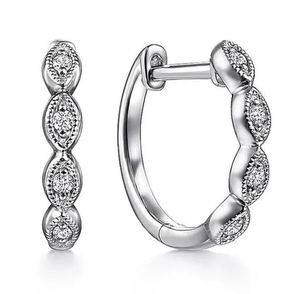 Trendy 925 Sterling Silver Diamond Hoop Earrings for Women Bridal Wedding Earrings Jewelry Gift