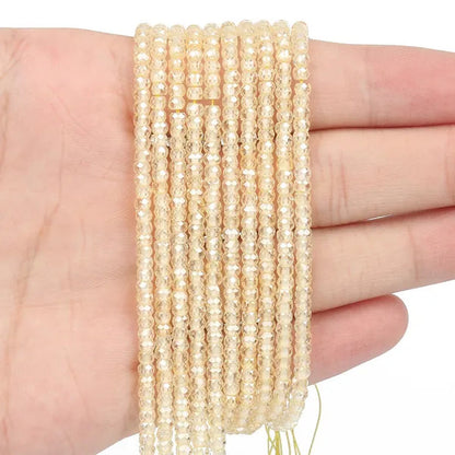 Multicolored 3X2Mm Shiny Faceted Natural Cubic Zirconia Stone Beads Abacus Tiny Beads Loose Spacer Beads for Jewelry Making DIY Slim Bracelet Women