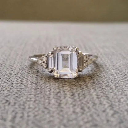 Classic Silver Color Delicate Blue Zircon Women'S Ring Anniversary Christmas Gift Beach Party Jewelry Size 6-11 Bague Femme