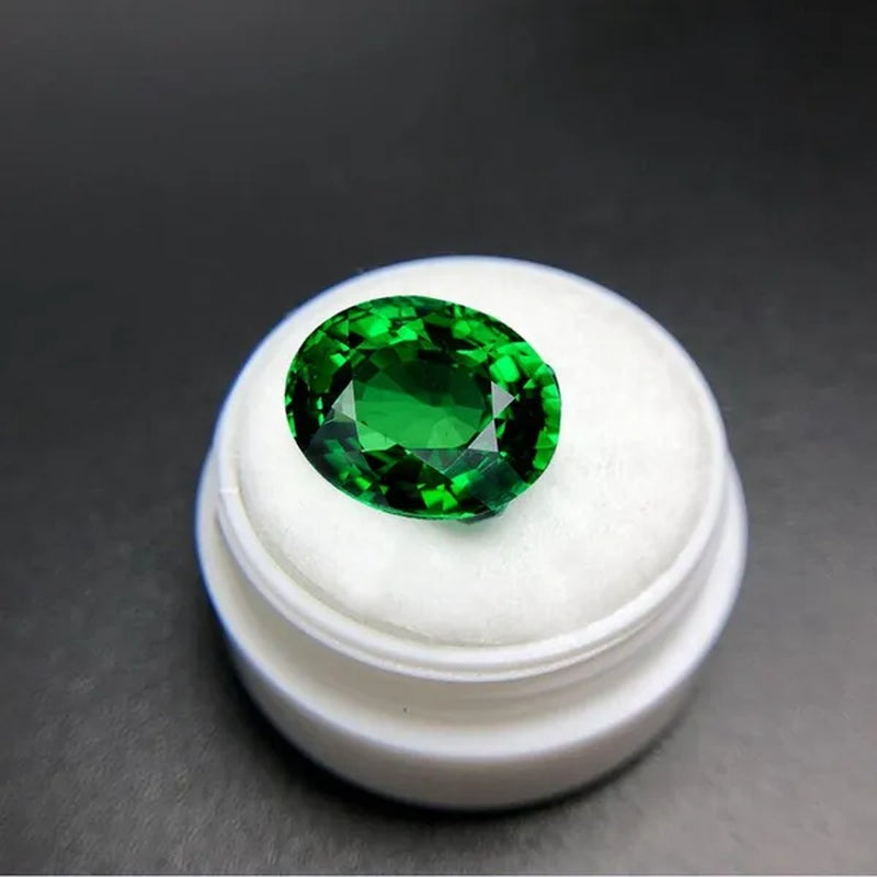NATURAL GREEN EMERALD OVAL CUT FACETED ZAMBIAN LOOSE GEMSTONES EGG