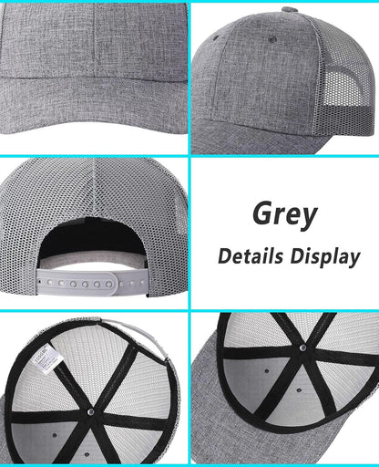 2 Pack Snapback Trucker Baseball Hats Mesh Back Adjustable Blank Ball Caps for Men Women