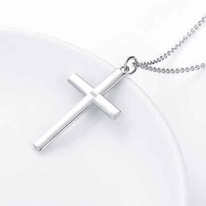 S925 Sterling Silver Cross Bible Verse Faith Christian Inspirational Pendant Necklace for Men Women