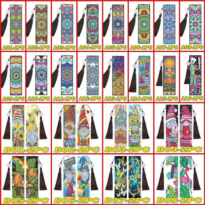100 Styles DIY Butterfly Flower Diamond Painting Tassel Leather Bookmark 5D Fashion Cross Stitch Craft Christmas Gift @#A11 - WORLD TIME VISITS