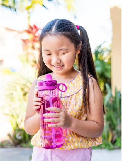 Plastic Water Bottle with Straw Lid and Carry Handle, Reusable, BPA Free, Dishwasher Safe, Perfect for Travel, School, Outdoors, and Gym | 32Oz, 40Oz - WORLD TIME VISITS