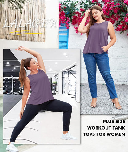 plus Size Womens Workout Tank Tops Sleeveless Flowy Yoga Athletic Running Shirts