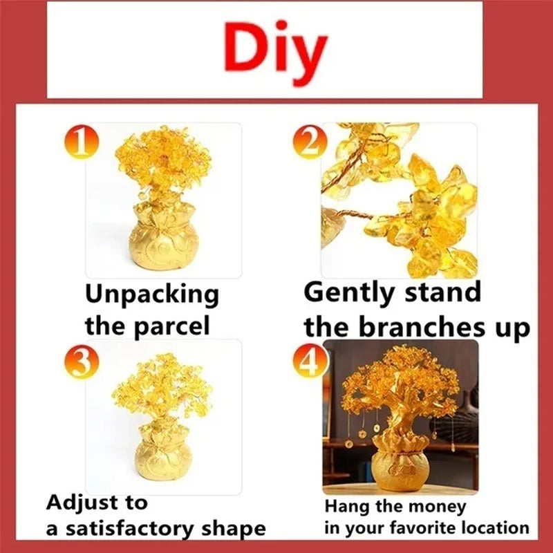 Resin Citrine Feng Shui Money Tree Lucky Tree Home Decoration Ornaments Festival Holiday Gifts Bring Wealth