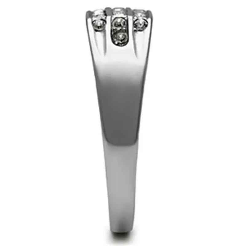 Men's .26 Ct Simulated Diamond High Polished Stainless Steel 316 Ring Size 8-13