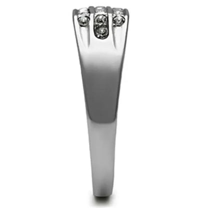 Men's .26 Ct Simulated Diamond High Polished Stainless Steel 316 Ring Size 8-13