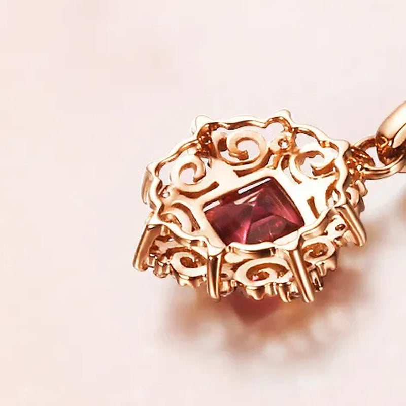new High-end temperament  Ruby Zircon AAAs Necklace Gold-plated  Lady  Evening party Necklace