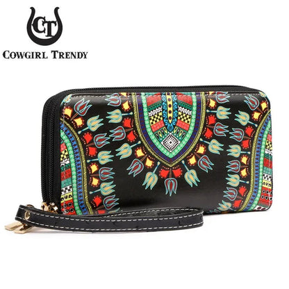 Bright African Bohemian Dashiki Ostrich Fringe Tassels Western Country Handbag Women Shoulder Bag Wallet Set Black