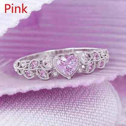 Exquisite Heart Shape White Sapphire Silver Plated Lab Diamond Ring for Women Romantic Wedding Eternity Jewelry Lover Birthday Gift