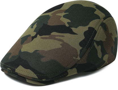 Men'S Cotton Flat Ivy Gatsby Newsboy Driving Hat Cap (Green Camouflage)