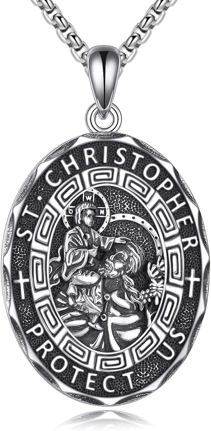 Patron Saint Necklace Sterling Silver Amulet Medal Pendant Religious Protector Jewelry Gifts for Women Men - WORLD TIME VISITS