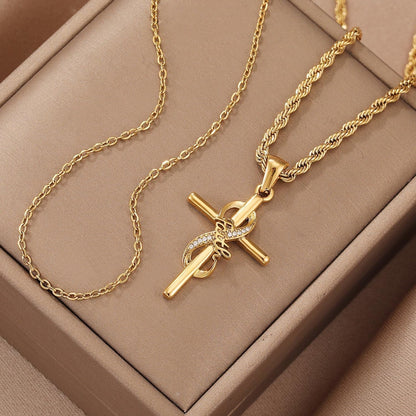 Faith Cross Necklace for Women - 18K Gold Plated Stainless Steel Christian Bible Verse Crucifix Pendant Necklaces| Religious Jewelry Gift for Mom, Sister& Friend (Mother'S Day, Birthday)