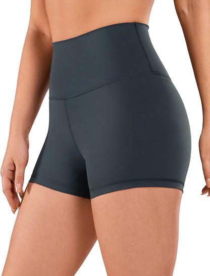 Women'S Naked Feeling Biker Shorts - 3 Inches High Waisted Yoga Workout Running Spandex - WORLD TIME VISITS