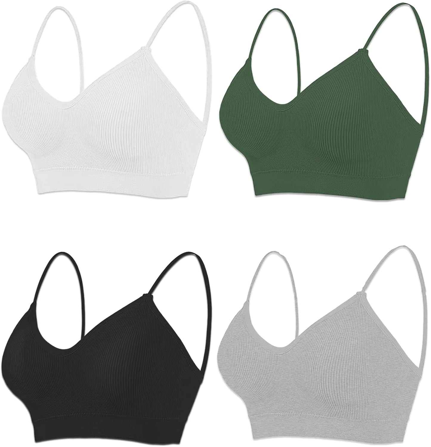 2-4PCS Women'S V-Neck Padded Seamless Straps Bralette, Everyday Basic Sleeping Bra, Sports Bras for Women, Sports Bra - WORLD TIME VISITS