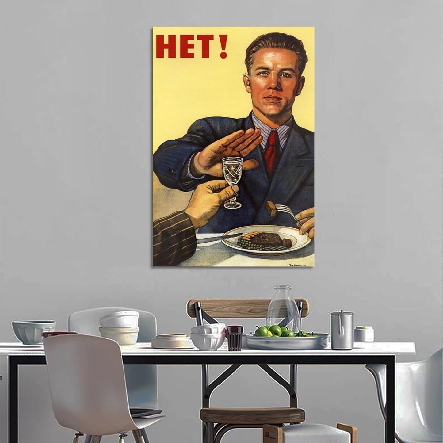 No Alcohol Communist Propaganda Russian Legacy Canvas Art Poster and Wall Art Picture Print Modern Family Bedroom Decor Posters 12X18Inch(30X45Cm)