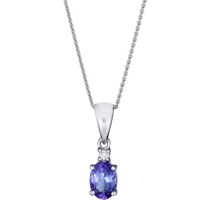10KT WG Tanzanite and Diamond Accent Pendant Necklace