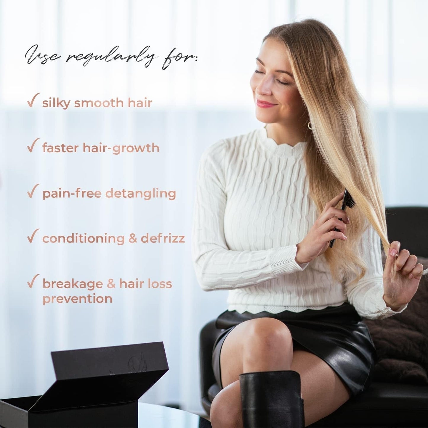 MISEL Boar Bristle Hair Brush and Brush Cleaner Bundle for Women and Men | Detangles Thin or Thick Natural Hair and Hair Extensions | Reduces Breakage | Great for Wavy and Straight Hair | Large