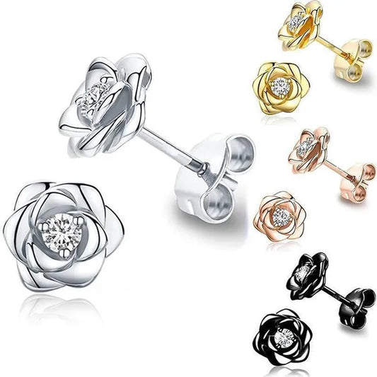 Exquisite Cute Rose Flower Stud Earrings for Women Daily Casual Party Jewelry Gift - WORLD TIME VISITS