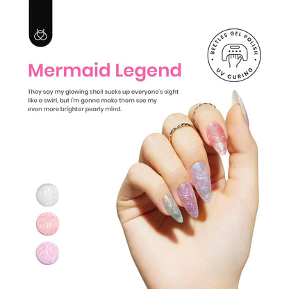 Beetles Pearl Gel Nail Polish 6 Colors Shimmer Glitter White Pink Blue Nail Polish Mermaid Gel Soak off Uv Led Spring Summer Gel Polish Swirl Thread Effect DIY Manicure Art Gift for Women