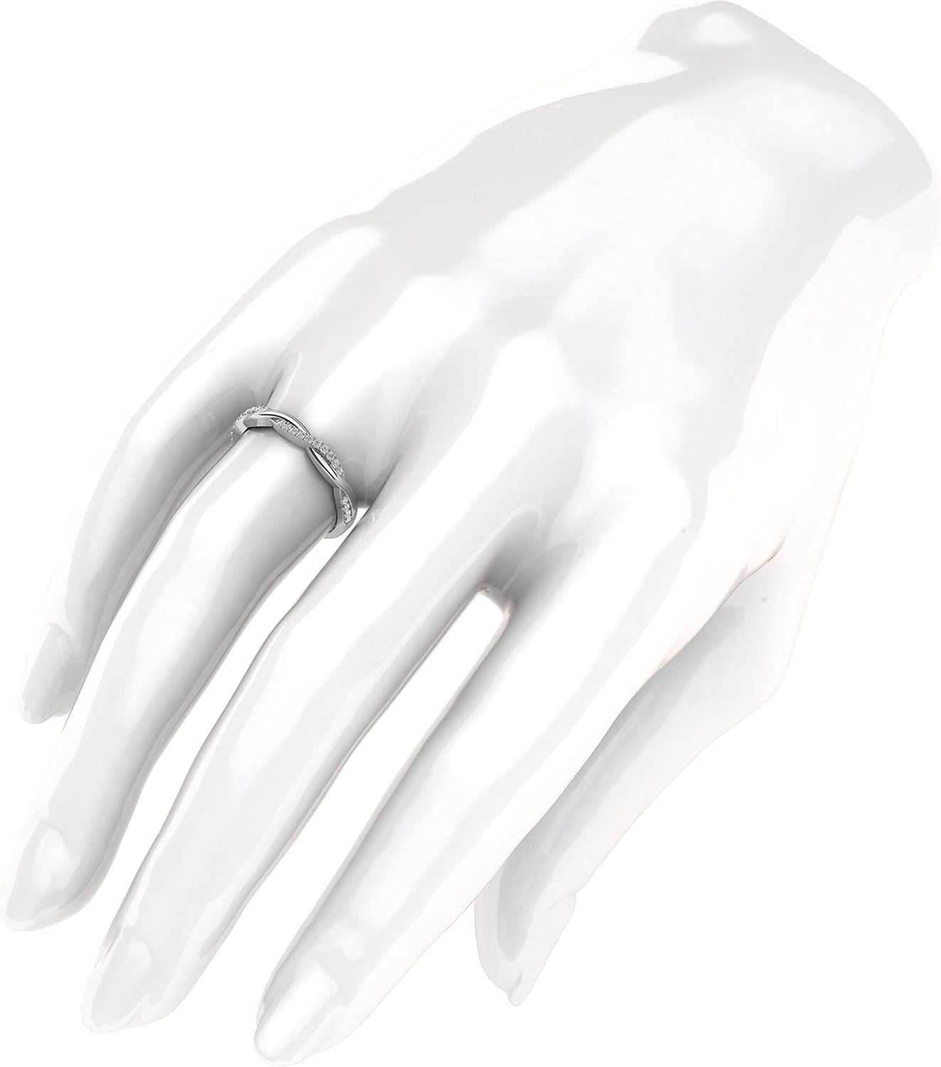 14K White Gold 2.5Mm Petite Twisted Vine Simulated Diamond Ring Wedding Band Matching Ring