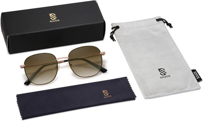 Classic Trendy Square Sunglasses for Women Men Cute Big Frame Gold Shades SJ1137