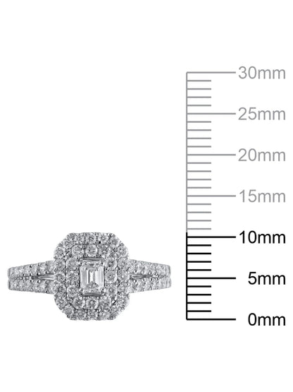 1 Carat T.W. (I2 Clarity, H-I Color)  Emerald Cut Diamond Engagement Ring in 10Kt White Gold, Size 7