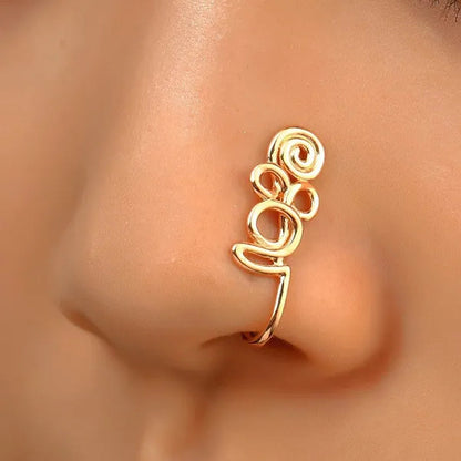 1 PC Crystal Diamond Zircon Star Heart Moon Fake Piercing Nose Ring Copper Spiral Non Piercing Clip on Nose Ring Ear Clips Cuff Fashion Body Jewelry