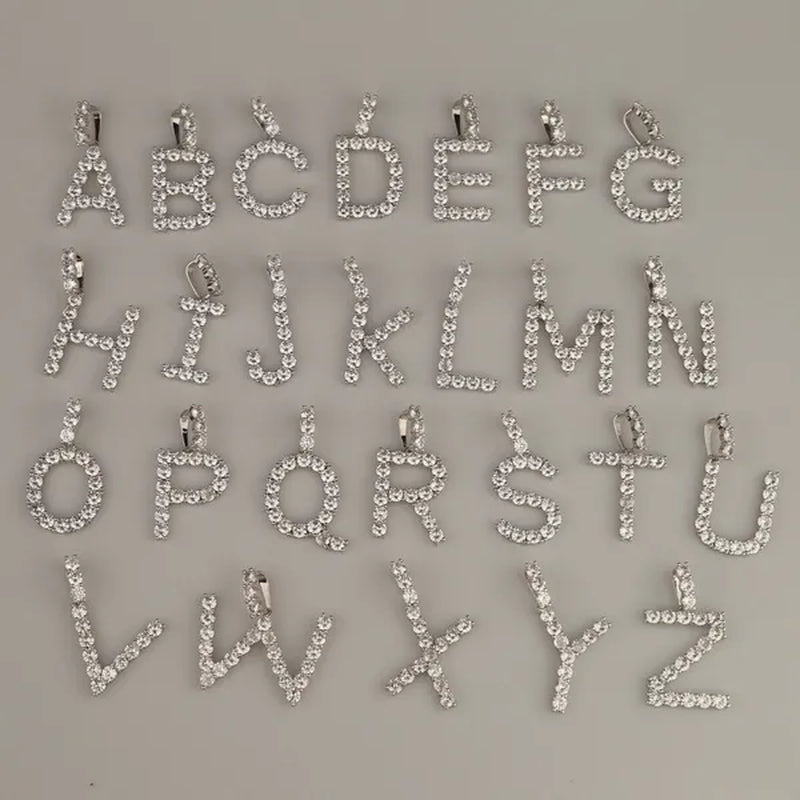 Men Hip Hop Iced Out Custom Name Tennis Letter Pendant Necklaces Cubic Zirconia Alphabet Charm Pendants Hiphop Women Jewelry