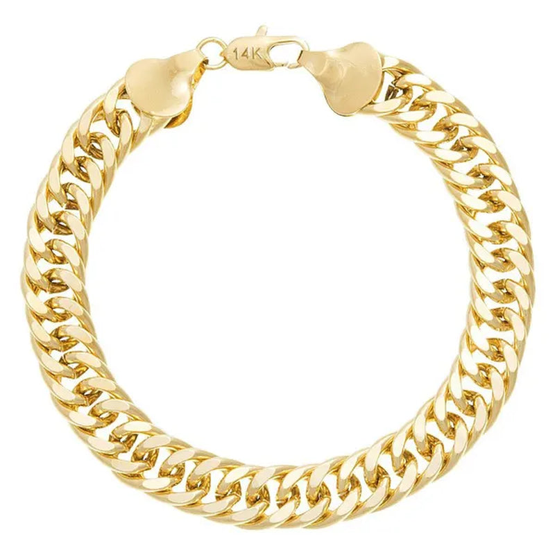 14K Solid Yellow Gold Bracelet Chain For Men Jewelry Women Jewelry 215mm 8.5" Wide 12mm Stamped 14K