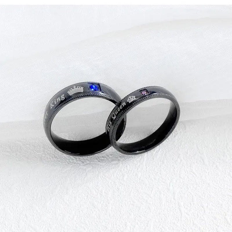 His Queen and Her King Stainless Steel Couple Ring Engagement Wedding Ring for Lovers Anniversary Valentine's Gift Christmas Gifts