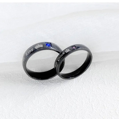 His Queen and Her King Stainless Steel Couple Ring Engagement Wedding Ring for Lovers Anniversary Valentine's Gift Christmas Gifts
