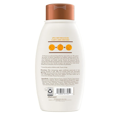 Apple Cider Vinegar Sulfate-Free Conditioner for Balance & High Shine, Daily Moisturizing & Scalp Soothing Conditioner for Oily or Dull Hair, Paraben & Dye-Free, 12Oz