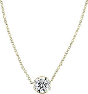Certified NATURAL Diamond 14 Karat Solid Gold Bezel Set Diamond Necklace, Diamond Necklace for Women, 14 Karat Solid Gold Diamond Necklace
