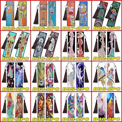 100 Styles DIY Butterfly Flower Diamond Painting Tassel Leather Bookmark 5D Fashion Cross Stitch Craft Christmas Gift @#A11 - WORLD TIME VISITS