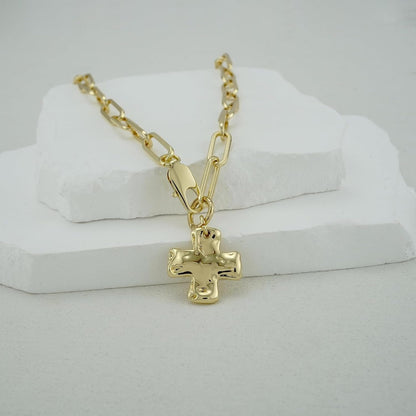 Chunky Cross Necklace for Women Trendy 14K Gold Silver Plated Statement Big Cross Pendant Paperclip Chain Charm Necklaces Religious Faith Easter Basket Stuffers Baptism Costume Jewelry Gift