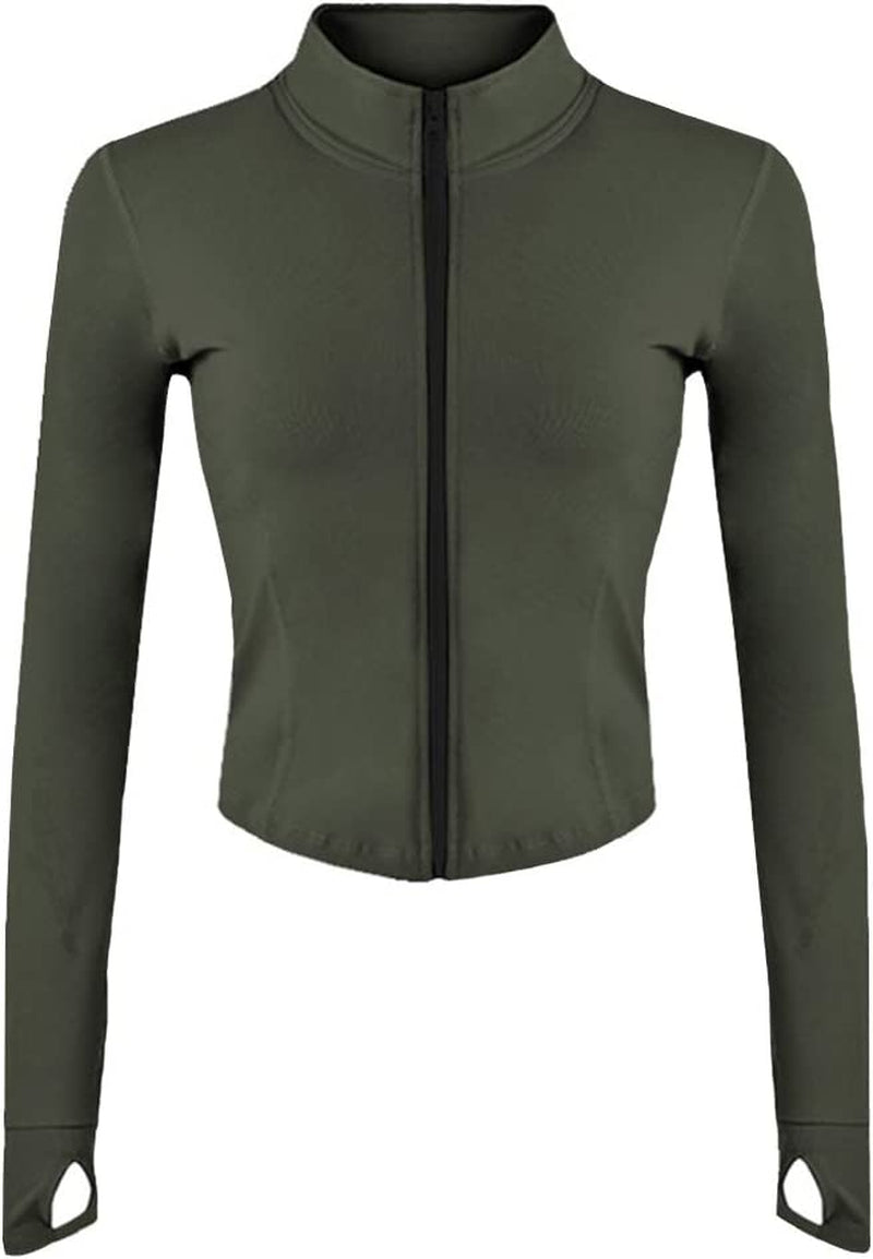 Women'S Athletic Full Zip Lightweight Workout Jacket with Thumb Holes - WORLD TIME VISITS