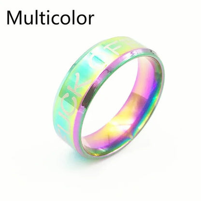 Fuck off 8MM Stainless Steel rings Wedding Ring gold blue rosegold black silver multicolor funny Jewelry Size 5-13