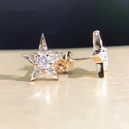 Dazzling Star Stud Earrings Round Cut Diamond Women Earrings Party Wedding Birthday Christmas Gifts S925 Silver Earrings Jewelry