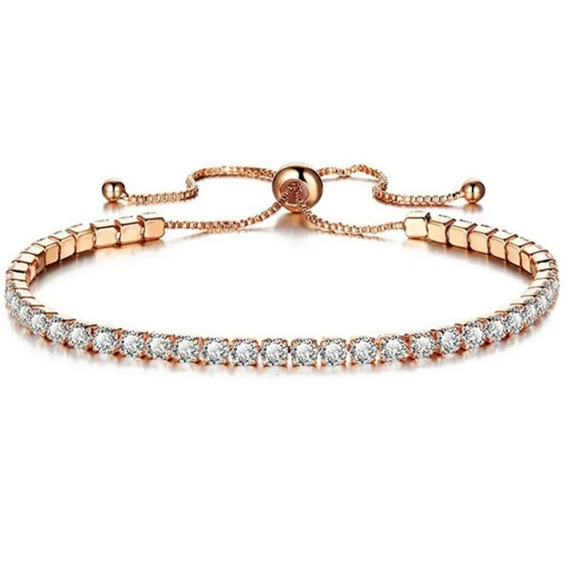 European and American Women Exquisite Diamond Crystal Push Pull Bracelet Nine Color Light Luxury Micro-inlaid Zircon Simple Adjustable Student Bracelet for Women crystal bracelet for women