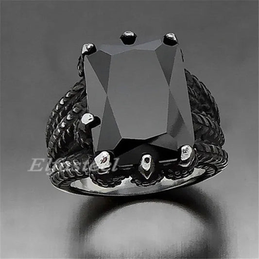 MEN'S BOY"S Dragon Claw Sapphire Ruby Blue CZ 316L Silver Stainless Steel Biker Ring US Size 8 To15 - WORLD TIME VISITS