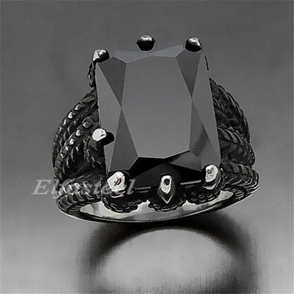 MEN'S BOY"S Dragon Claw Sapphire Ruby Blue CZ 316L Silver Stainless Steel Biker Ring US Size 8 To15