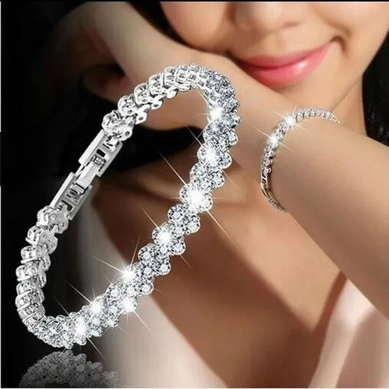 Luxury Fashion Women's Creative Crystal Bracelet Golden Leaf Bracelet Zircon Bracelet Jewelry Rose Golden Bracelet Engagement Wedding Bracelet Jewelry Birthday Party Anniversary Gift
