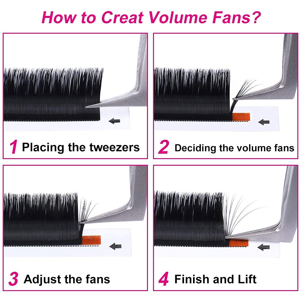 Volume Eyelash Extensions 0.05/0.07 Easy Fan Volume CC/D Curl | 8-15Mm Length | Easy Fan Volume Lashes 2D-20D Self Fanning Volume Lashes Long Lasting Blooming Lashes(0.05 CC 14Mm)