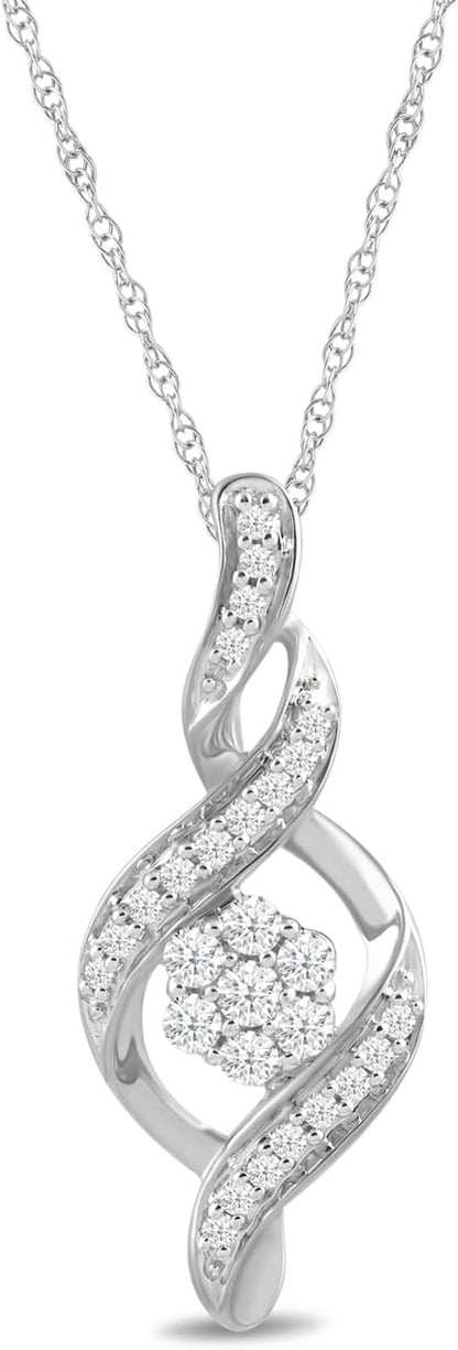 Amazon Essentials 10K Diamond Twist Pendant Necklace (1/4 Cttw) (Previously )