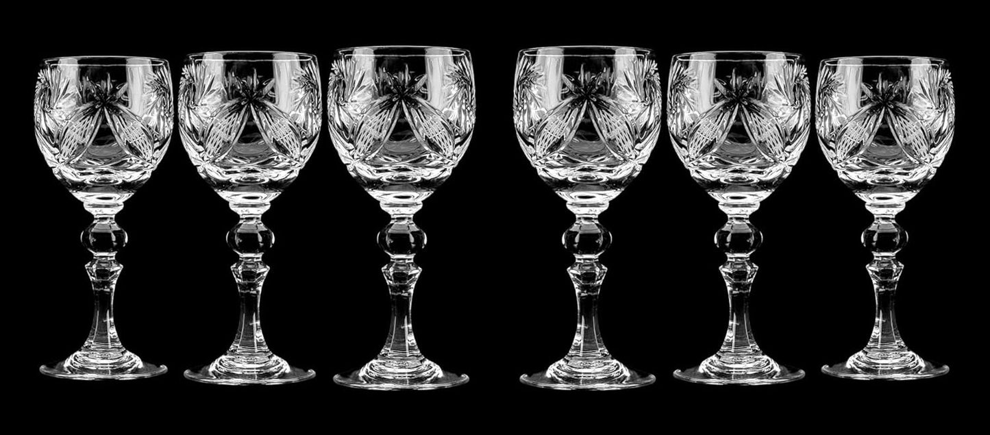 SET of 6 Russian CUT Crystal Shot/Sherry Glasses on a Long Stem 65Ml/2Oz Hand Made