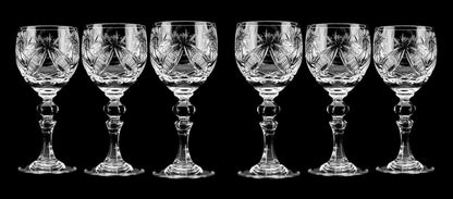 SET of 6 Russian CUT Crystal Shot/Sherry Glasses on a Long Stem 65Ml/2Oz Hand Made