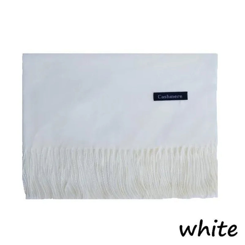 Women Cashmere Wool Scarf Wraps Warm Blanket Scarves Women Solid Color Cashmere Scarves with Tassel Poncho Cashmere Scarfs